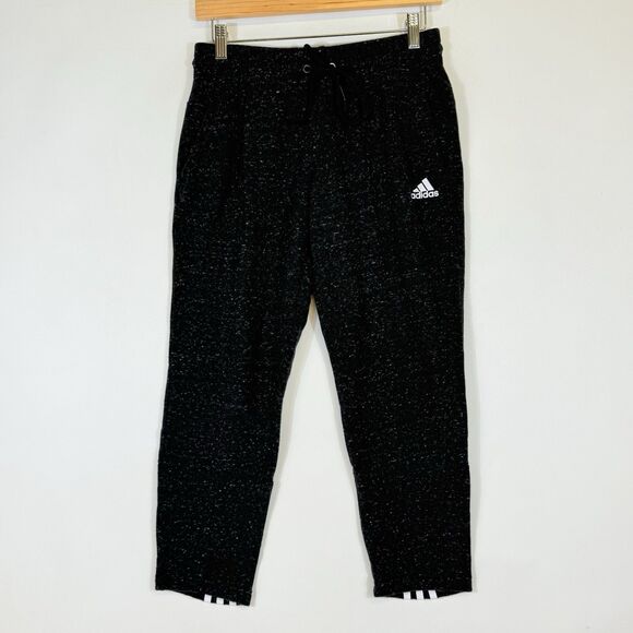 Adidas Womens Small Heather Grey Cropped Three Stripe Sweatpants Track Pants - Picture 1 of 5